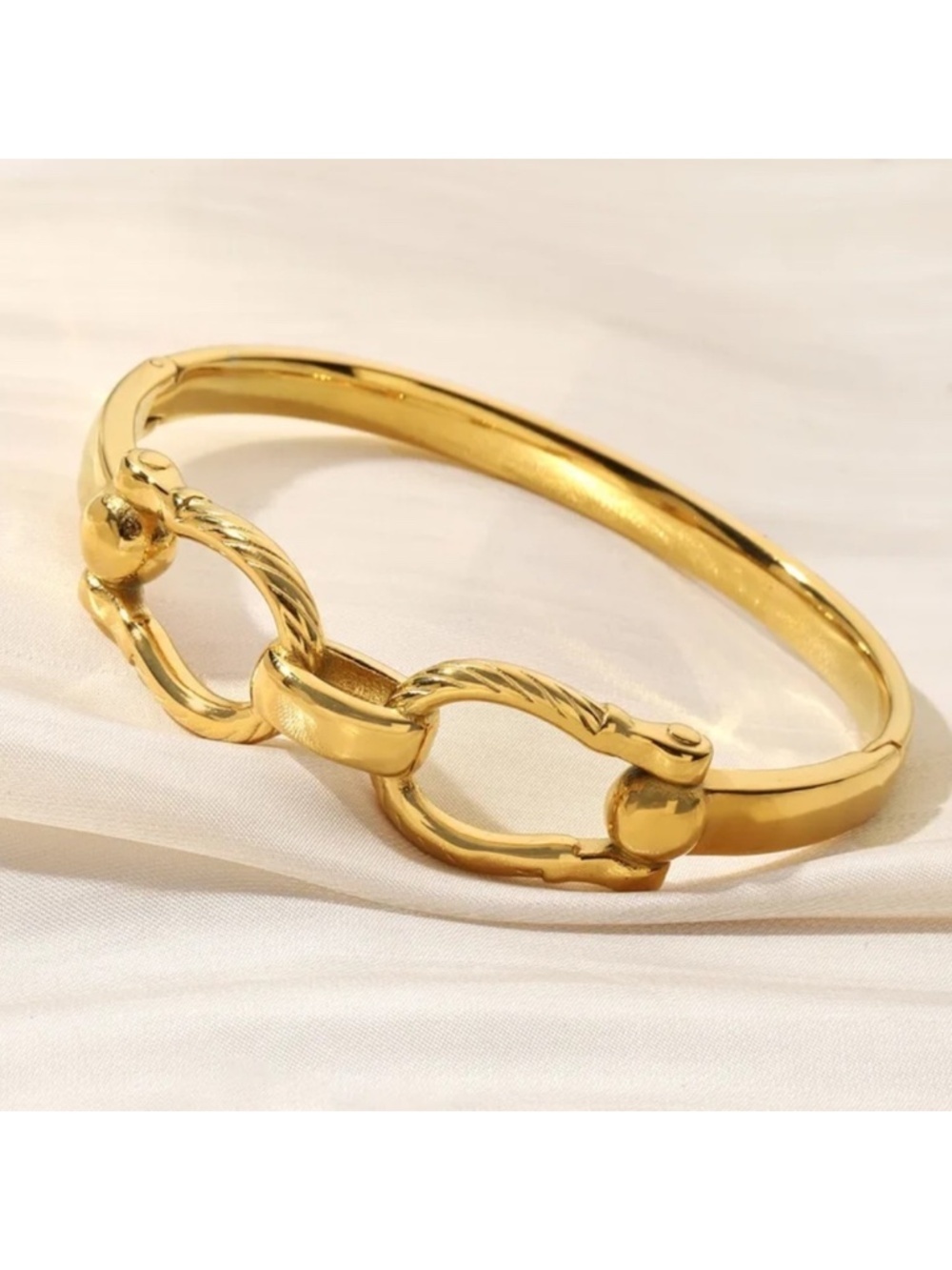 Stainless Steel Gold Horseshoe Bangle Tarnish Free Waterproof Statement